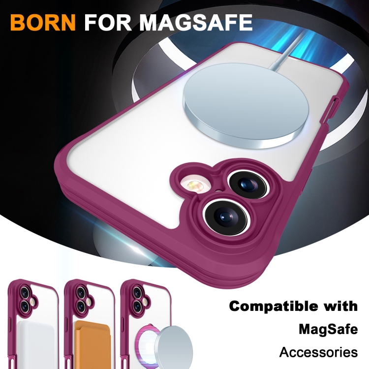 For iPhone 16 Plus Skin Feel MagSafe Holder 360 Full Body Phone Case(Rose Red) For iPhone 16 Plus Skin Feel MagSafe Holder 360 Full Body Phone Case(Rose Red)