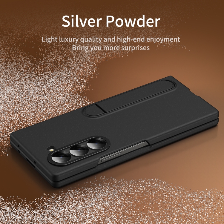 For Samsung Galaxy Z Fold5 5G Skin-feel Holder Shockproof Phone Case(Black) For Samsung Galaxy Z Fold5 5G Skin-feel Holder Shockproof Phone Case(Black)