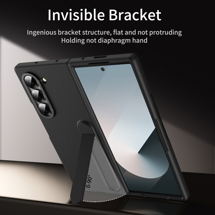 For Samsung Galaxy Z Fold5 5G Skin-feel Holder Shockproof Phone Case(Black) For Samsung Galaxy Z Fold5 5G Skin-feel Holder Shockproof Phone Case(Black)