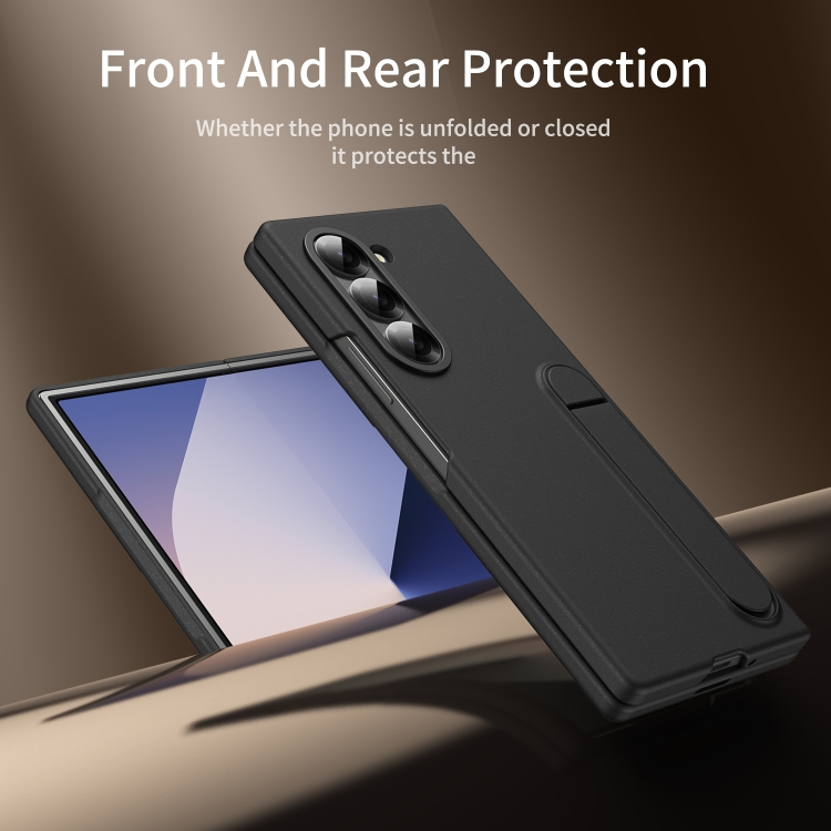 For Samsung Galaxy Z Fold5 5G Skin-feel Holder Shockproof Phone Case(Black) For Samsung Galaxy Z Fold5 5G Skin-feel Holder Shockproof Phone Case(Black)