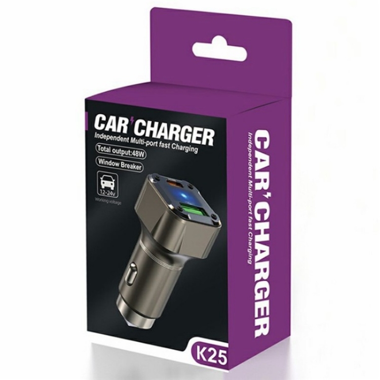 K25 Fast Charging Metal Window Breaker Car Charger Adapter PD 30W Super Charger K25 Fast Charging Metal Window Breaker Car Charger Adapter PD 30W Super Charger
