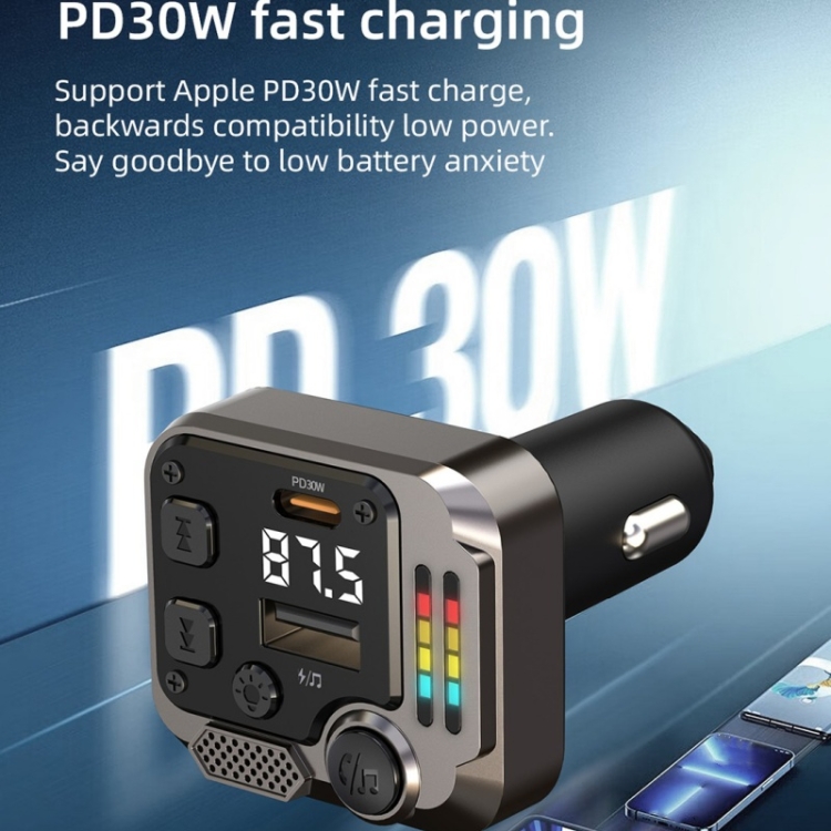 C68 Dual Port Bluetooth FM Transmitter PD 30W Car Charger Music Player Hands-Free Call C68 Dual Port Bluetooth FM Transmitter PD 30W Car Charger Music Player Hands-Free Call