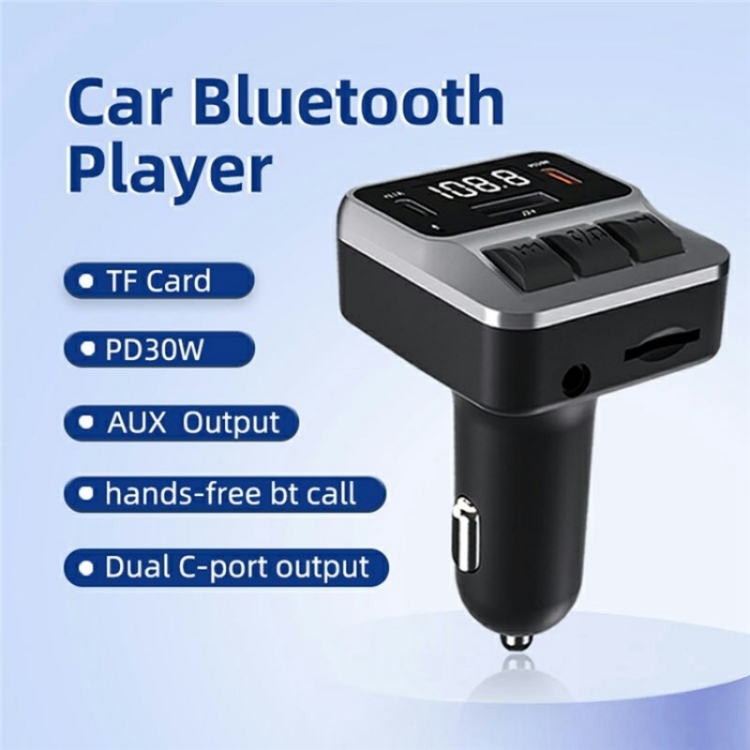 C65 Dual Type-C Port PD 30W Fast Charging Adapter Car Bluetooth FM Transmitter C65 Dual Type-C Port PD 30W Fast Charging Adapter Car Bluetooth FM Transmitter