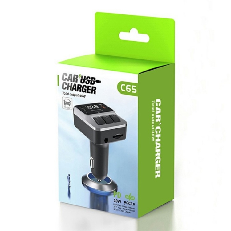 C65 Dual Type-C Port PD 30W Fast Charging Adapter Car Bluetooth FM Transmitter C65 Dual Type-C Port PD 30W Fast Charging Adapter Car Bluetooth FM Transmitter