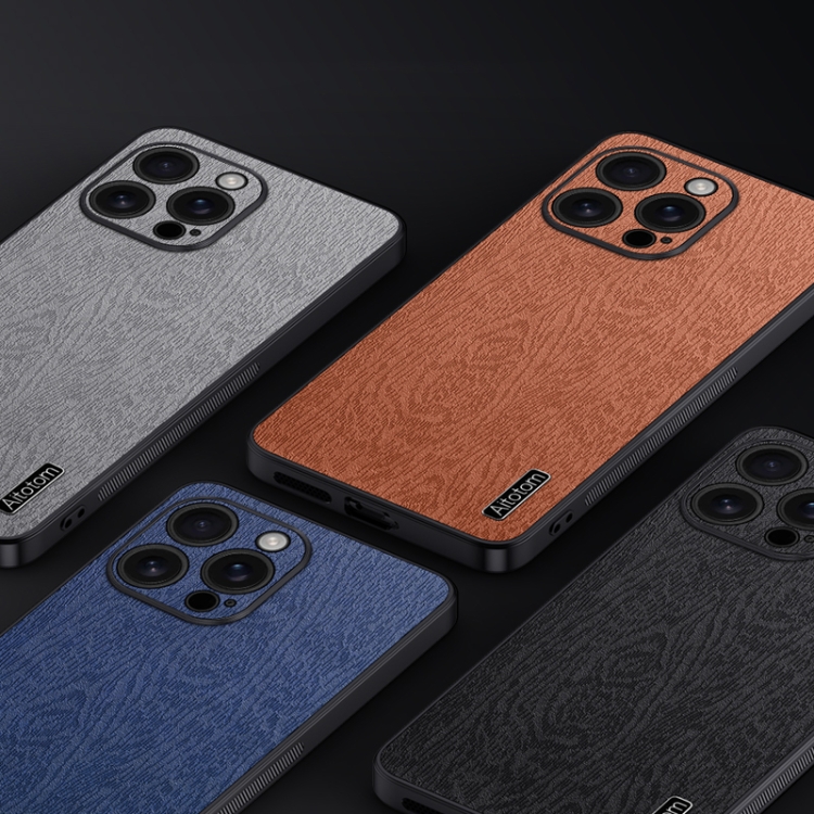 For iPhone 16 Pro Tree Bark Leather Shockproof Phone Case(Black) For iPhone 16 Pro Tree Bark Leather Shockproof Phone Case(Black)