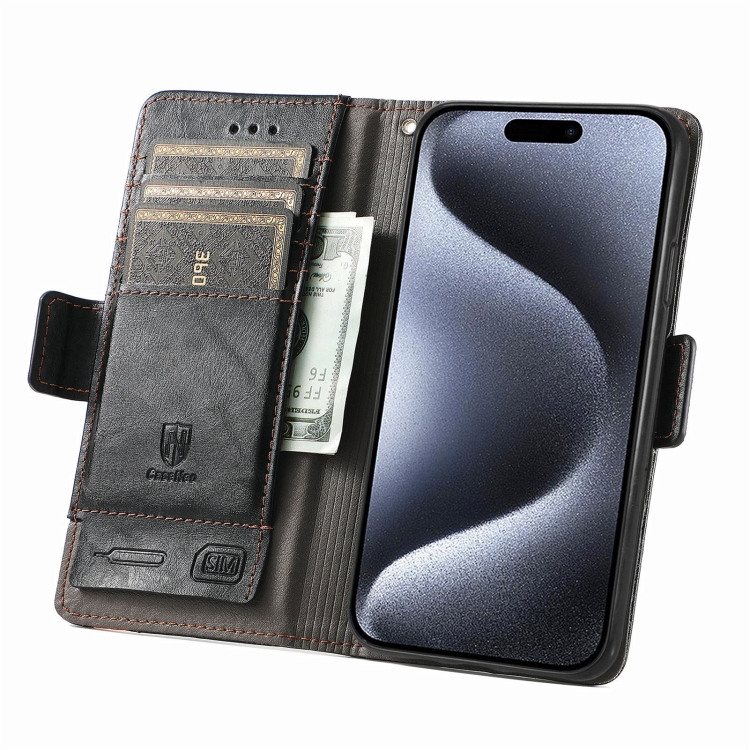For iPhone 16 Plus CaseNeo Splicing Dual Magnetic Buckle Leather Phone Case(Black) For iPhone 16 Plus CaseNeo Splicing Dual Magnetic Buckle Leather Phone Case(Black)