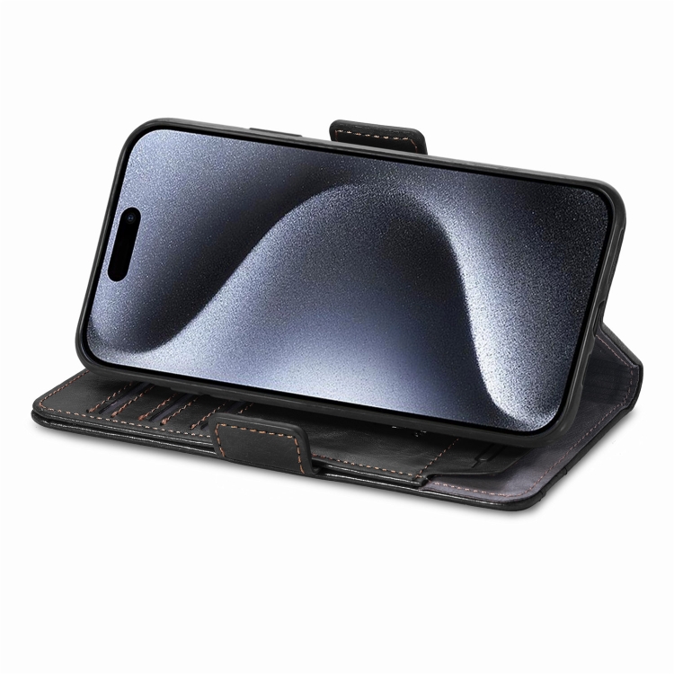 For iPhone 16 Plus CaseNeo Splicing Dual Magnetic Buckle Leather Phone Case(Black) For iPhone 16 Plus CaseNeo Splicing Dual Magnetic Buckle Leather Phone Case(Black)