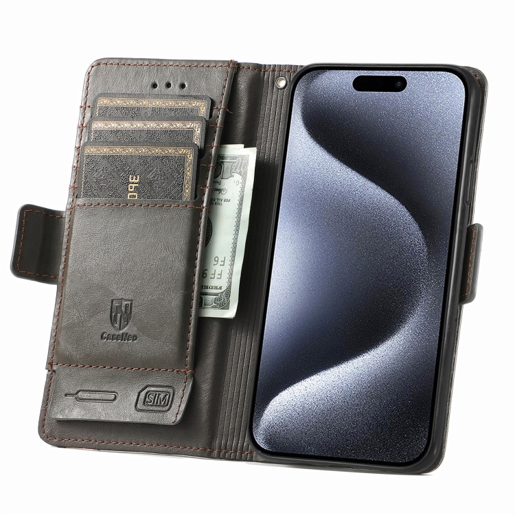 For iPhone 16 Pro CaseNeo Splicing Dual Magnetic Buckle Leather Phone Case(Gray) For iPhone 16 Pro CaseNeo Splicing Dual Magnetic Buckle Leather Phone Case(Gray)