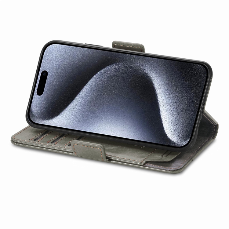 For iPhone 16 Pro CaseNeo Splicing Dual Magnetic Buckle Leather Phone Case(Gray) For iPhone 16 Pro CaseNeo Splicing Dual Magnetic Buckle Leather Phone Case(Gray)