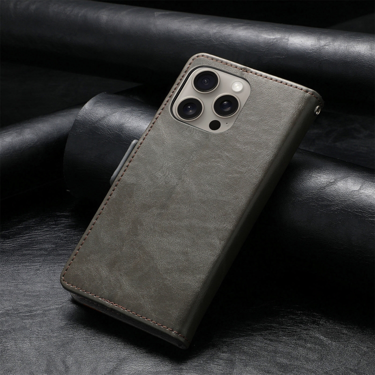 For iPhone 16 Pro CaseNeo Splicing Dual Magnetic Buckle Leather Phone Case(Gray) For iPhone 16 Pro CaseNeo Splicing Dual Magnetic Buckle Leather Phone Case(Gray)
