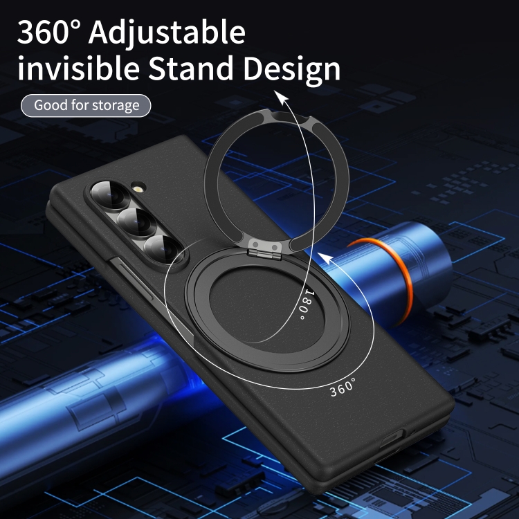 For Samsung Galaxy Z Fold5 5G Thunderbolt 360 Rotating Holder Shockproof Phone Case(Black) For Samsung Galaxy Z Fold5 5G Thunderbolt 360 Rotating Holder Shockproof Phone Case(Black)