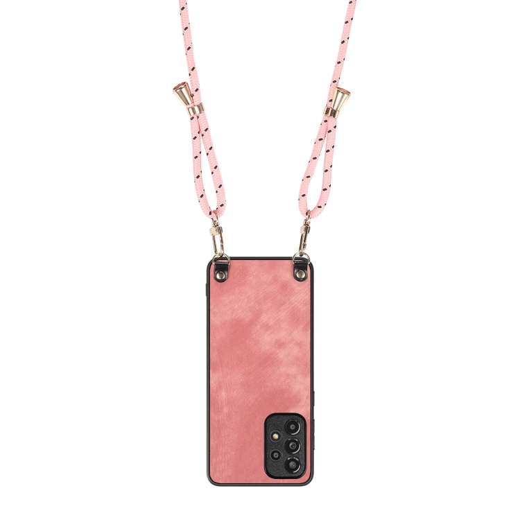 For Samsung Galaxy S23 Ultra 5G Vintage Leather PC Back Cover Phone Case with Crossbody Strap(Pink) For Samsung Galaxy S23 Ultra 5G Vintage Leather PC Back Cover Phone Case with Crossbody Strap(Pink)