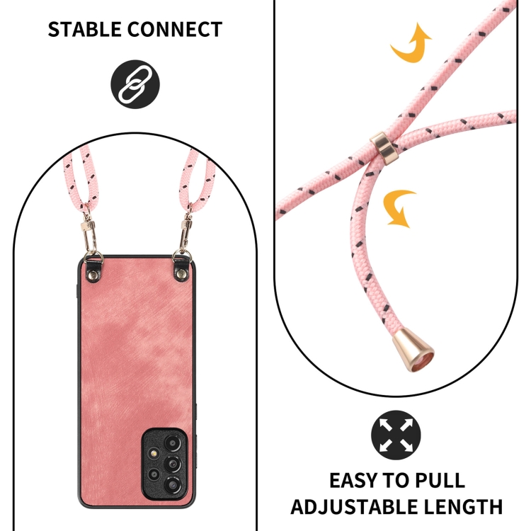 For Samsung Galaxy S23 Ultra 5G Vintage Leather PC Back Cover Phone Case with Crossbody Strap(Pink) For Samsung Galaxy S23 Ultra 5G Vintage Leather PC Back Cover Phone Case with Crossbody Strap(Pink)