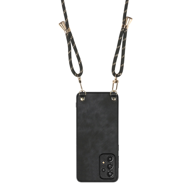 For Samsung Galaxy S25 5G Vintage Leather PC Back Cover Phone Case with Crossbody Strap(Black) For Samsung Galaxy S25 5G Vintage Leather PC Back Cover Phone Case with Crossbody Strap(Black)