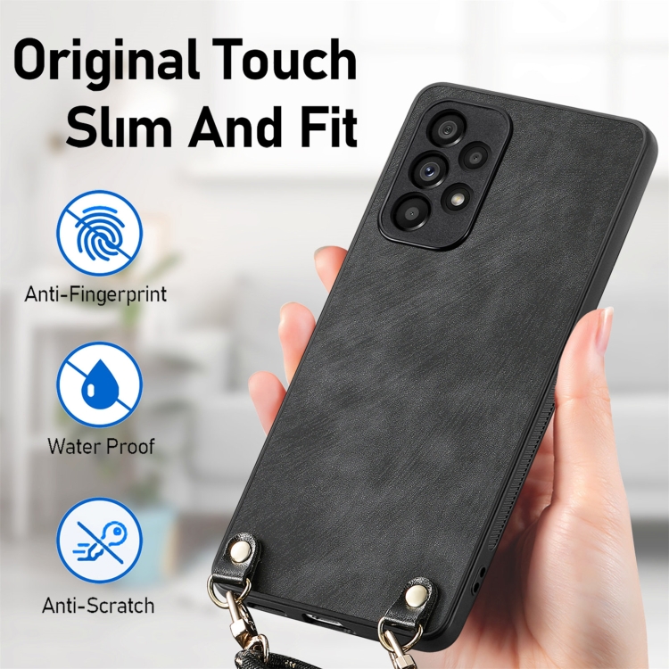 For Samsung Galaxy S25 5G Vintage Leather PC Back Cover Phone Case with Crossbody Strap(Black) For Samsung Galaxy S25 5G Vintage Leather PC Back Cover Phone Case with Crossbody Strap(Black)