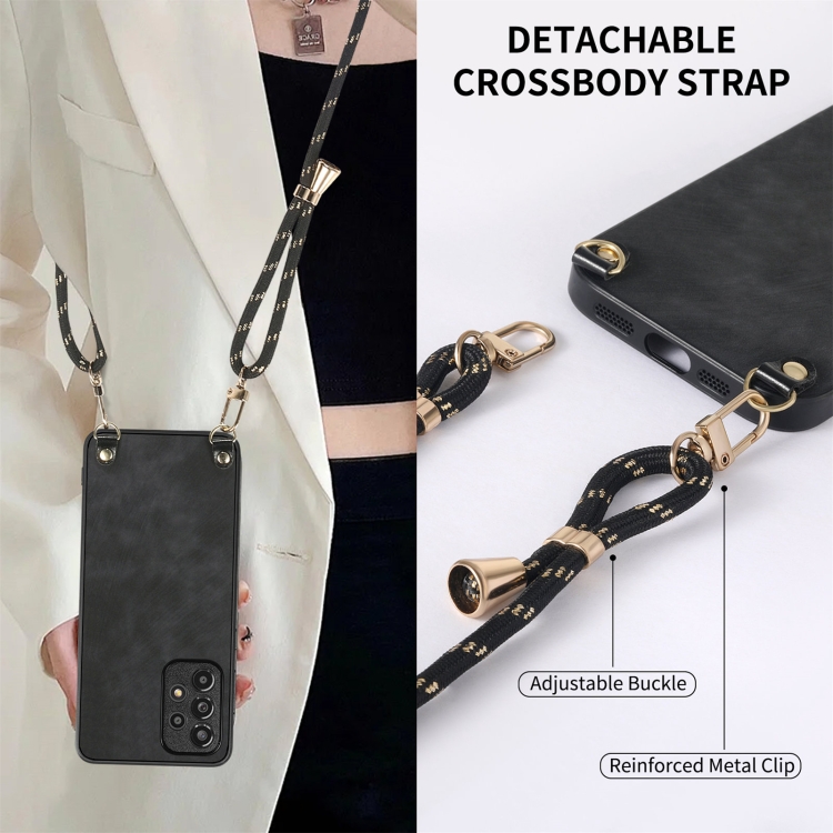 For Samsung Galaxy S25 5G Vintage Leather PC Back Cover Phone Case with Crossbody Strap(Black) For Samsung Galaxy S25 5G Vintage Leather PC Back Cover Phone Case with Crossbody Strap(Black)