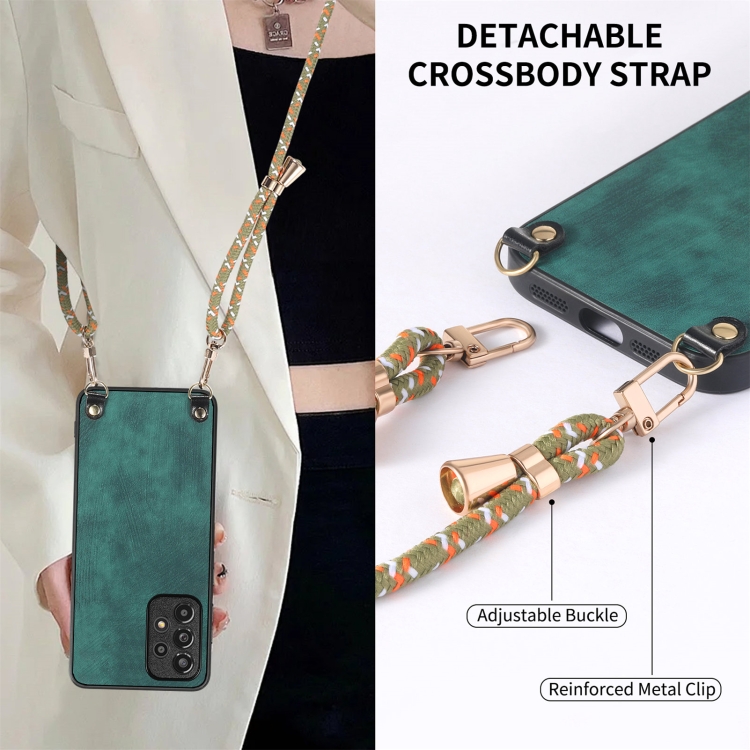 For Samsung Galaxy S25 Ultra 5G Vintage Leather PC Back Cover Phone Case with Crossbody Strap(Green) For Samsung Galaxy S25 Ultra 5G Vintage Leather PC Back Cover Phone Case with Crossbody Strap(Green)