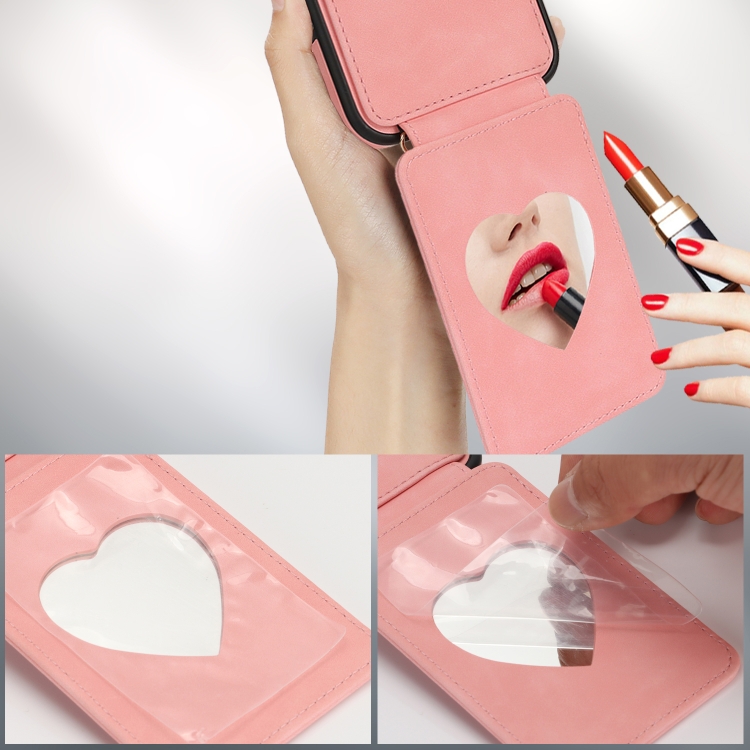 For iPhone 16 Pro Max Crossbody Skin Card Bag Lanyard Phone Case(Pink) For iPhone 16 Pro Max Crossbody Skin Card Bag Lanyard Phone Case(Pink)
