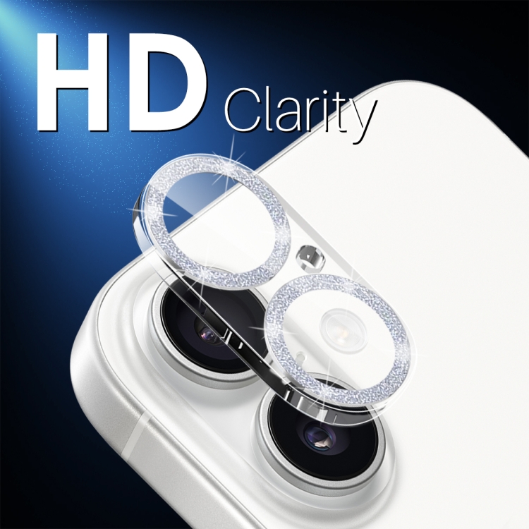 For iPhone 16 / 16 Plus NORTHJO Camera Lens Protector Glitter Ring 3D Tempered Glass Film(Silver) For iPhone 16 / 16 Plus NORTHJO Camera Lens Protector Glitter Ring 3D Tempered Glass Film(Silver)