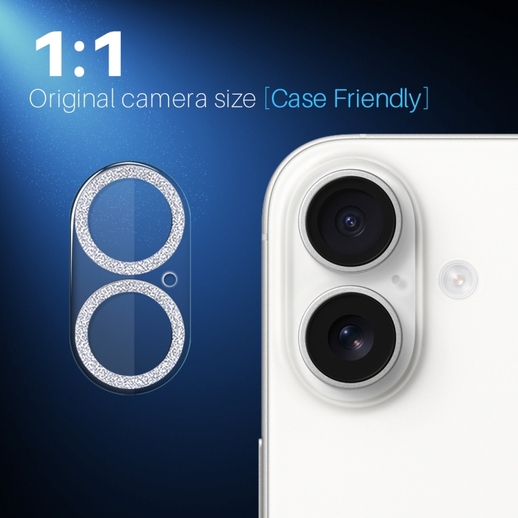 For iPhone 16 / 16 Plus NORTHJO Camera Lens Protector Glitter Ring 3D Tempered Glass Film(Silver) For iPhone 16 / 16 Plus NORTHJO Camera Lens Protector Glitter Ring 3D Tempered Glass Film(Silver)