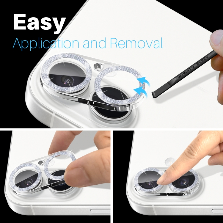 For iPhone 16 / 16 Plus NORTHJO Camera Lens Protector Glitter Ring 3D Tempered Glass Film(Silver) For iPhone 16 / 16 Plus NORTHJO Camera Lens Protector Glitter Ring 3D Tempered Glass Film(Silver)