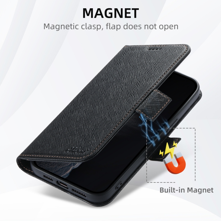 For iPhone 16 Suteni J08 Multifunctional Cross Texture MagSafe Leather Phone Case(Black) For iPhone 16 Suteni J08 Multifunctional Cross Texture MagSafe Leather Phone Case(Black)