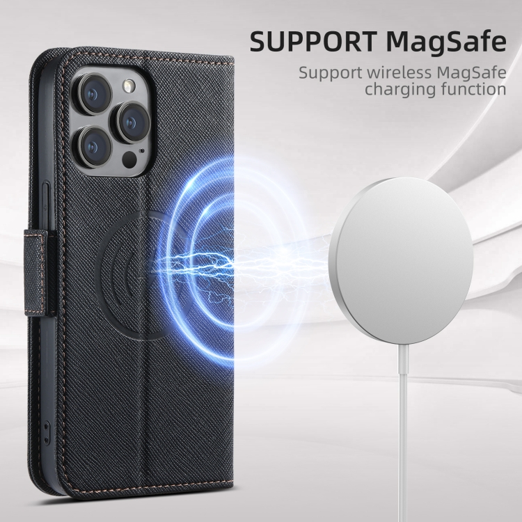 For iPhone 16 Pro Suteni J08 Multifunctional Cross Texture MagSafe Leather Phone Case(Blue) For iPhone 16 Pro Suteni J08 Multifunctional Cross Texture MagSafe Leather Phone Case(Blue)