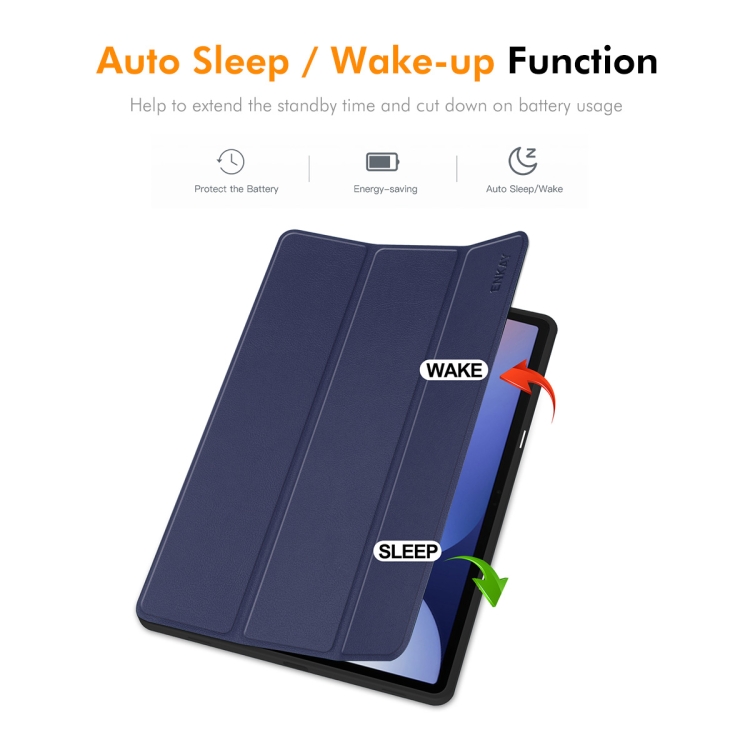 For Samsung Galaxy Tab S10+ / S9+ / S9 FE+ ENKAY Tri-fold Custer Texture TPU Leather Smart Tablet Case with Pen Slot(Black) For Samsung Galaxy Tab S10+ / S9+ / S9 FE+ ENKAY Tri-fold Custer Texture TPU Leather Smart Tablet Case with Pen Slot(Black)