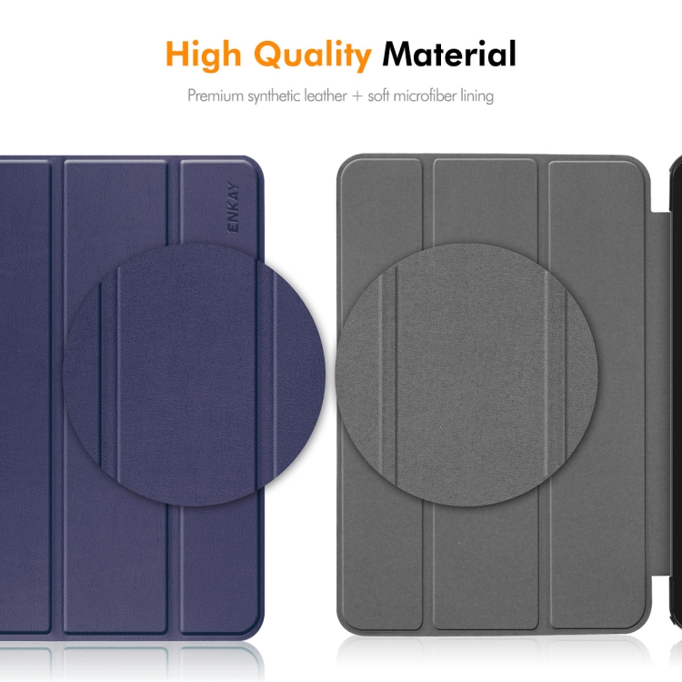 For Samsung Galaxy Tab S10+ / S9+ / S9 FE+ ENKAY Tri-fold Custer Texture TPU Leather Smart Tablet Case with Pen Slot(Black) For Samsung Galaxy Tab S10+ / S9+ / S9 FE+ ENKAY Tri-fold Custer Texture TPU Leather Smart Tablet Case with Pen Slot(Black)