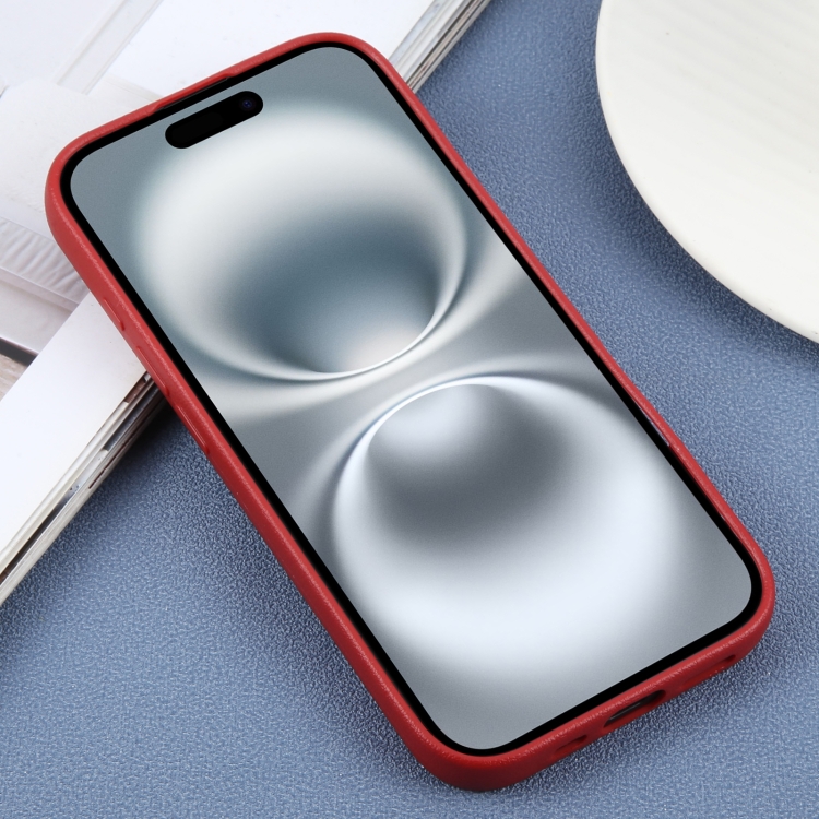 For iPhone 16 Plus Plain Imitation Leather Back Cover Phone Case(Red) For iPhone 16 Plus Plain Imitation Leather Back Cover Phone Case(Red)