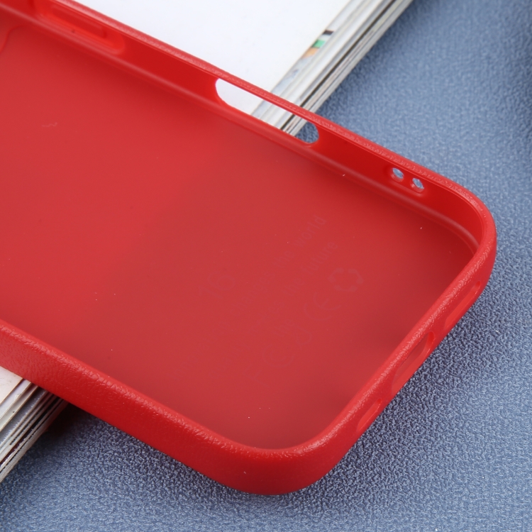 For iPhone 16 Plus Plain Imitation Leather Back Cover Phone Case(Red) For iPhone 16 Plus Plain Imitation Leather Back Cover Phone Case(Red)