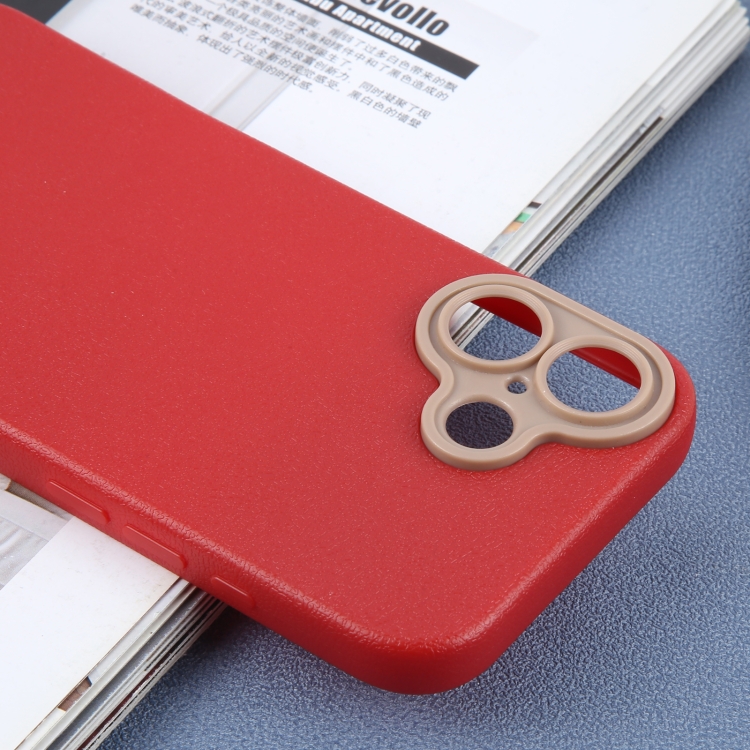 For iPhone 16 Plus Plain Imitation Leather Back Cover Phone Case(Red) For iPhone 16 Plus Plain Imitation Leather Back Cover Phone Case(Red)