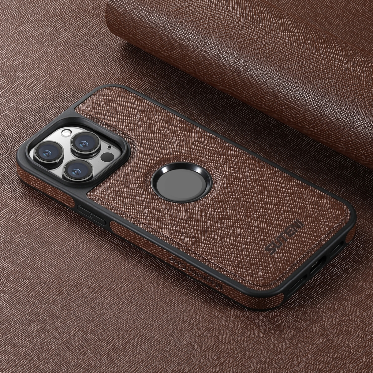 For iPhone 16 Plus Suteni G1 Cross Texture MagSafe Phone Case(Brown) For iPhone 16 Plus Suteni G1 Cross Texture MagSafe Phone Case(Brown)
