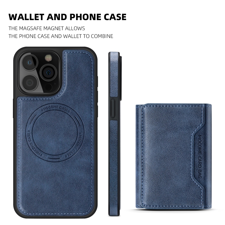 For iPhone 15 Pro Shield Multi-functional MagSafe Card Bag Phone Case(Blue) For iPhone 15 Pro Shield Multi-functional MagSafe Card Bag Phone Case(Blue)