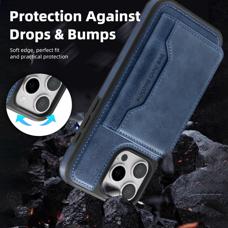 For iPhone 15 Pro Shield Multi-functional MagSafe Card Bag Phone Case(Blue) For iPhone 15 Pro Shield Multi-functional MagSafe Card Bag Phone Case(Blue)