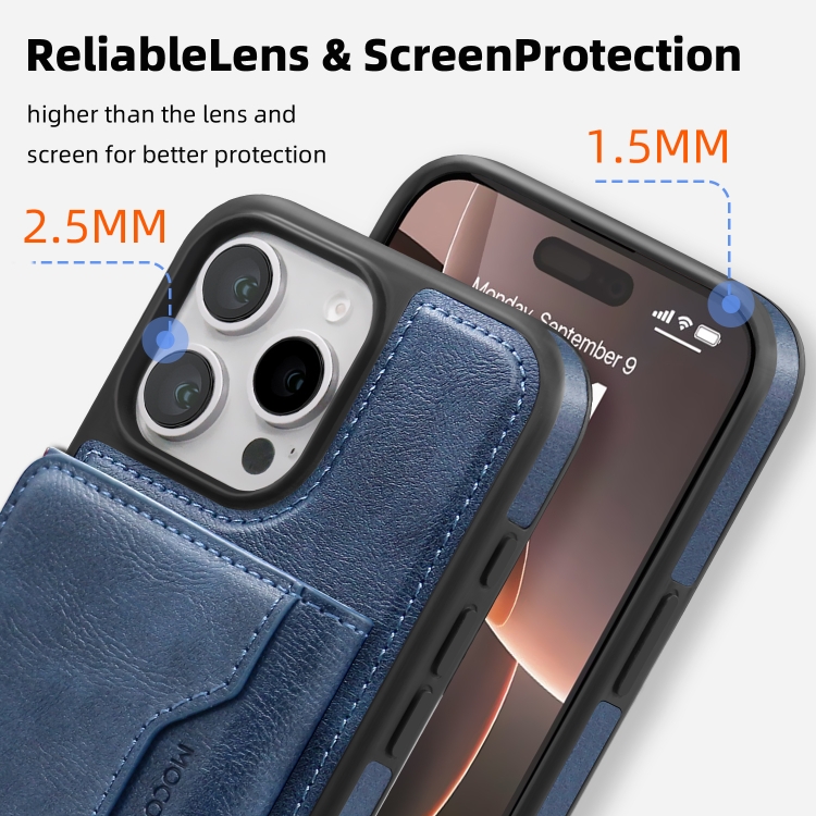 For iPhone 15 Pro Shield Multi-functional MagSafe Card Bag Phone Case(Blue) For iPhone 15 Pro Shield Multi-functional MagSafe Card Bag Phone Case(Blue)