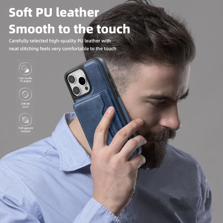 For iPhone 15 Pro Shield Multi-functional MagSafe Card Bag Phone Case(Blue) For iPhone 15 Pro Shield Multi-functional MagSafe Card Bag Phone Case(Blue)