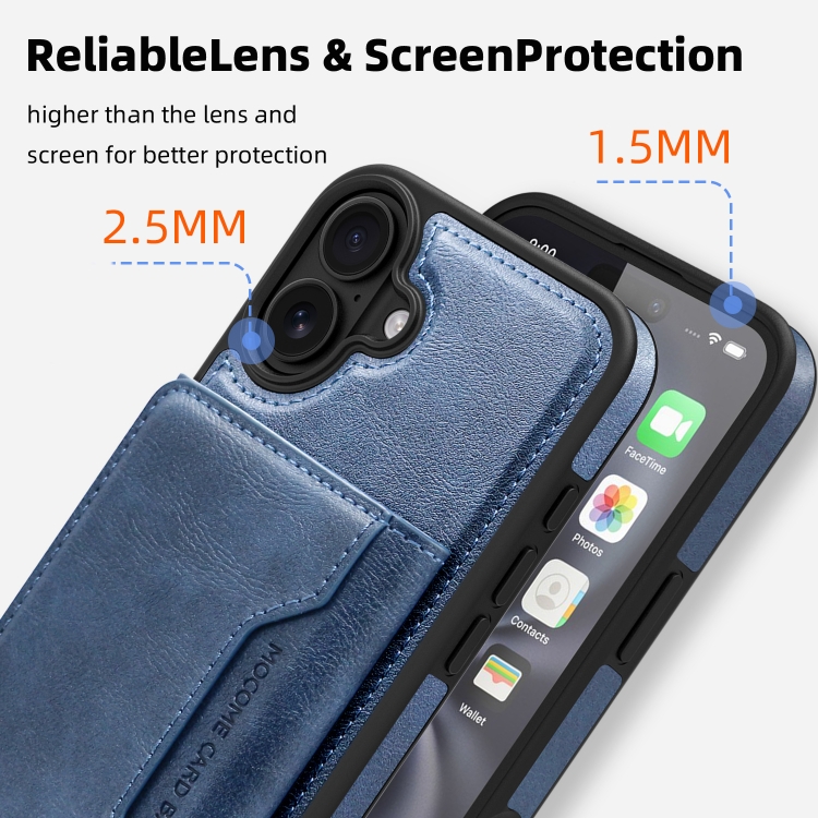 For iPhone 16 Shield Multi-functional MagSafe Card Bag Phone Case(Blue) For iPhone 16 Shield Multi-functional MagSafe Card Bag Phone Case(Blue)