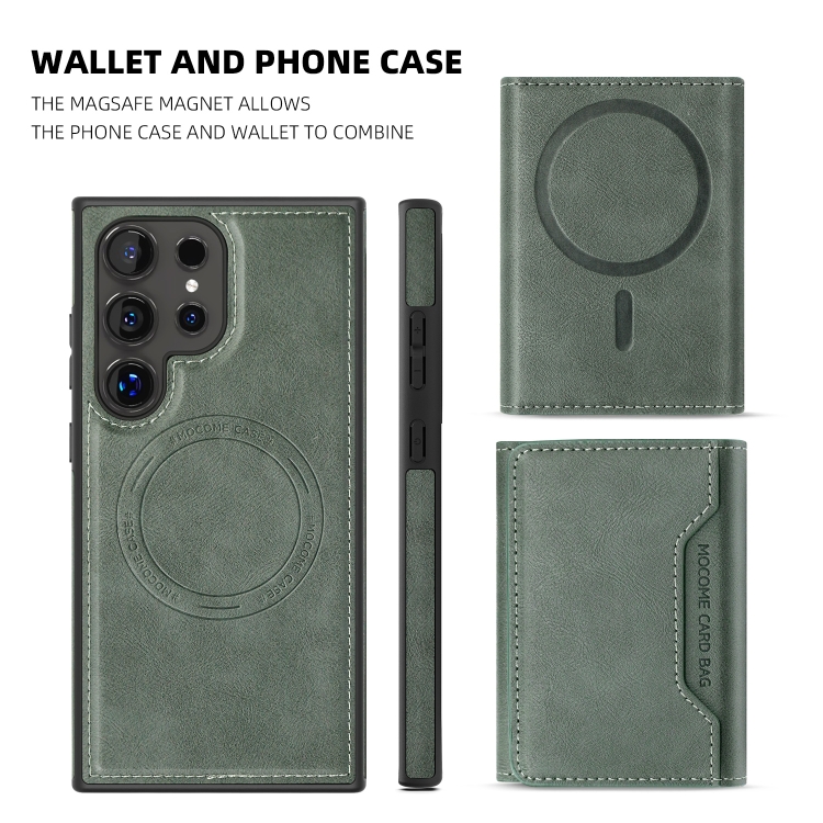 For Samsung Galaxy S22 5G Shield Multi-functional MagSafe Card Bag Phone Case(Green) For Samsung Galaxy S22 5G Shield Multi-functional MagSafe Card Bag Phone Case(Green)
