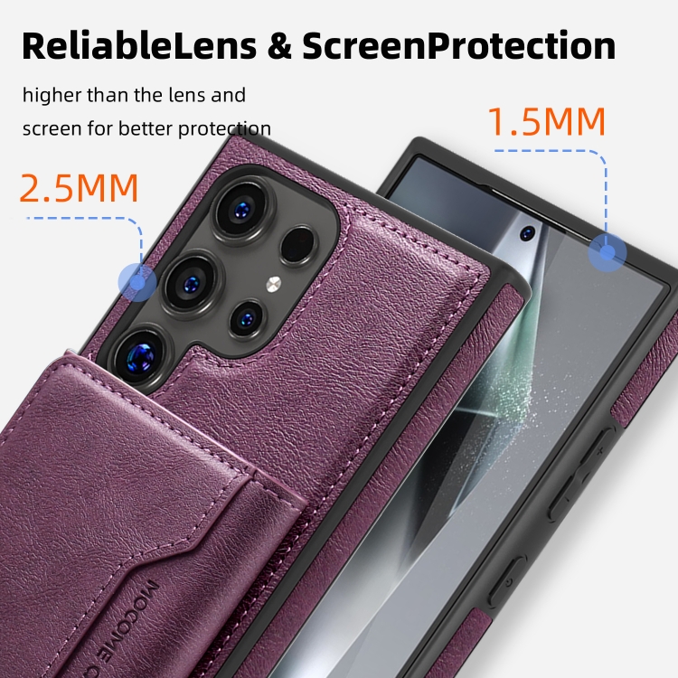 For Samsung Galaxy S24 Ultra 5G Shield Multi-functional MagSafe Card Bag Phone Case(Purple) For Samsung Galaxy S24 Ultra 5G Shield Multi-functional MagSafe Card Bag Phone Case(Purple)