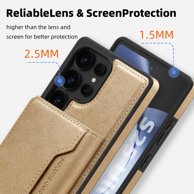 For Samsung Galaxy S25 5G Shield Multi-functional MagSafe Card Bag Phone Case(Desert Gold) For Samsung Galaxy S25 5G Shield Multi-functional MagSafe Card Bag Phone Case(Desert Gold)