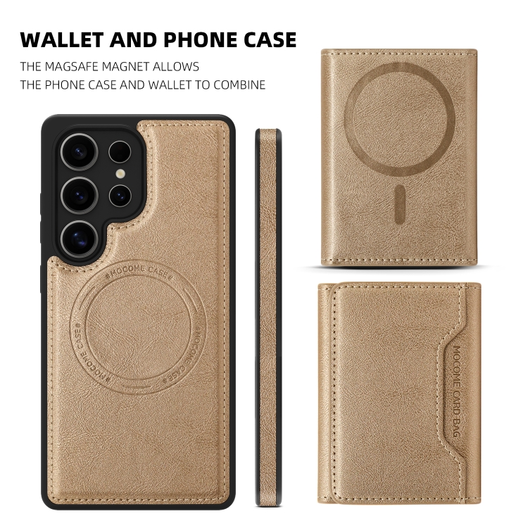 For Samsung Galaxy S25 5G Shield Multi-functional MagSafe Card Bag Phone Case(Desert Gold) For Samsung Galaxy S25 5G Shield Multi-functional MagSafe Card Bag Phone Case(Desert Gold)