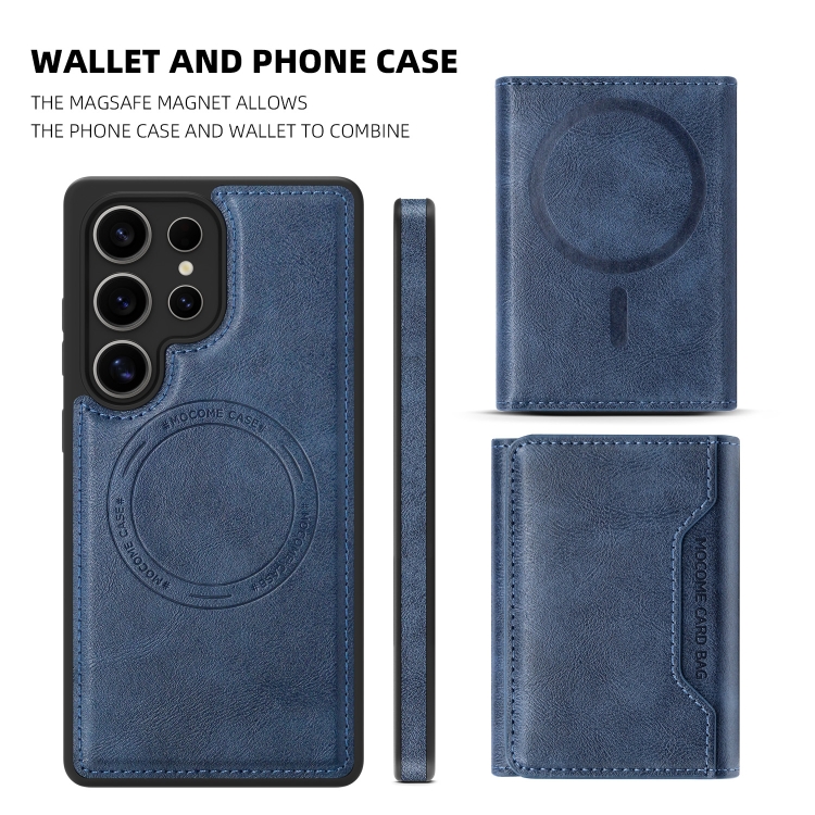 For Samsung Galaxy S25+ 5G Shield Multi-functional MagSafe Card Bag Phone Case(Blue) For Samsung Galaxy S25+ 5G Shield Multi-functional MagSafe Card Bag Phone Case(Blue)