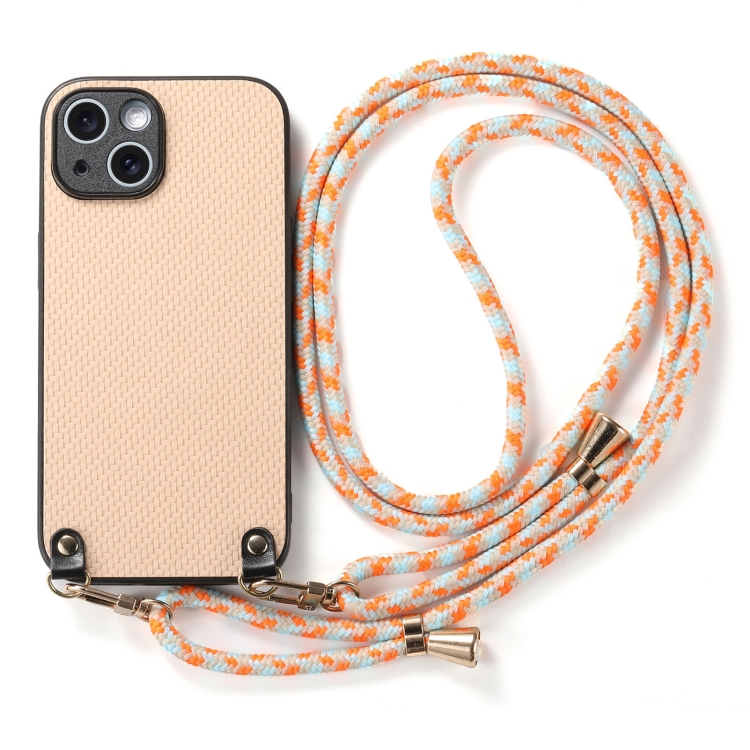 For iPhone 11 Carbon Fiber Texture Leather Back Phone Case with Crossbody Strap(Khaki) For iPhone 11 Carbon Fiber Texture Leather Back Phone Case with Crossbody Strap(Khaki)