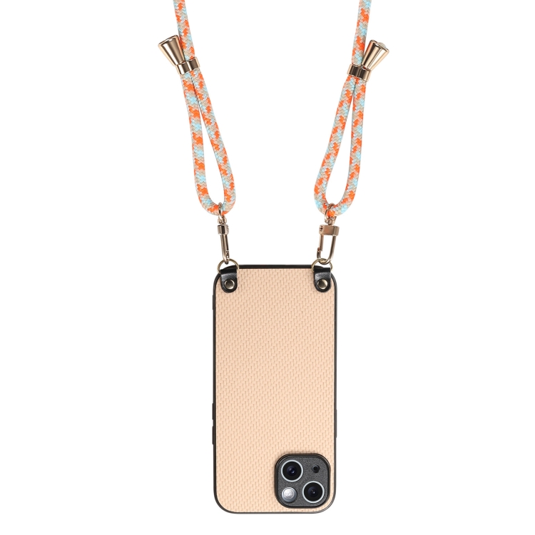 For iPhone 11 Carbon Fiber Texture Leather Back Phone Case with Crossbody Strap(Khaki) For iPhone 11 Carbon Fiber Texture Leather Back Phone Case with Crossbody Strap(Khaki)