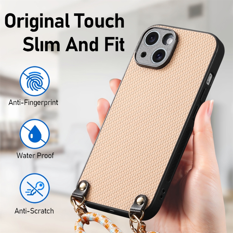 For iPhone 11 Carbon Fiber Texture Leather Back Phone Case with Crossbody Strap(Khaki) For iPhone 11 Carbon Fiber Texture Leather Back Phone Case with Crossbody Strap(Khaki)