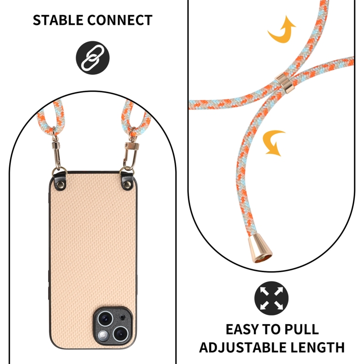 For iPhone 11 Carbon Fiber Texture Leather Back Phone Case with Crossbody Strap(Khaki) For iPhone 11 Carbon Fiber Texture Leather Back Phone Case with Crossbody Strap(Khaki)