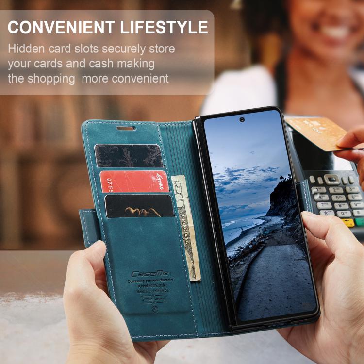 For Samsung Galaxy Z Fold7 CaseMe 013 Multifunctional Horizontal Flip Leather Phone Case(Blue)