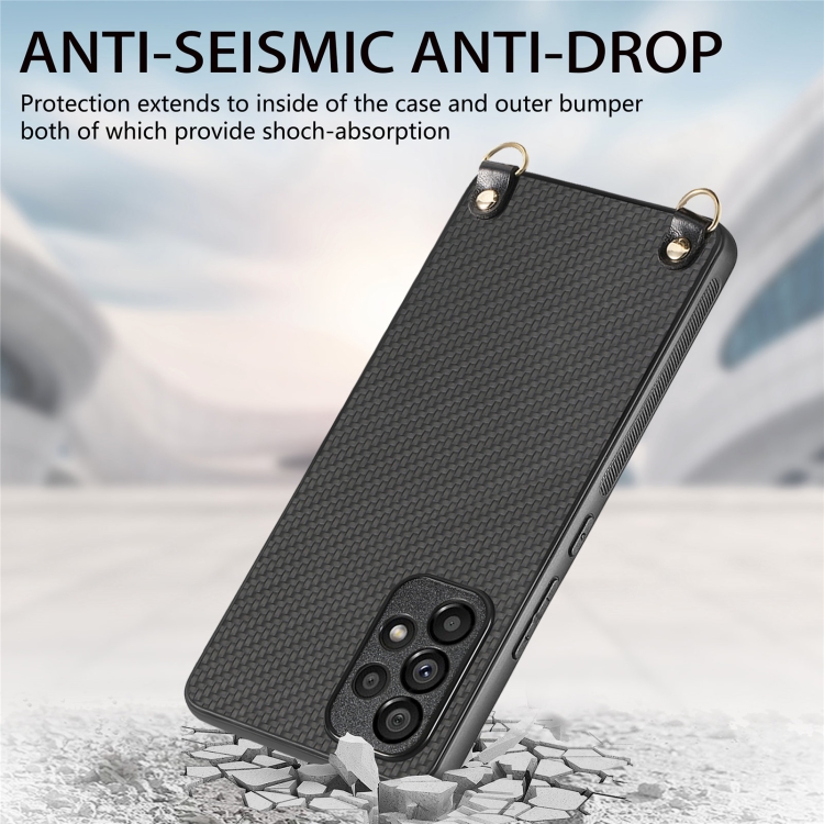 For Samsung Galaxy S23 FE 5G Carbon Fiber Texture Leather Back Cover Phone Case with Crossbody Strap(Black) For Samsung Galaxy S23 FE 5G Carbon Fiber Texture Leather Back Cover Phone Case with Crossbody Strap(Black)