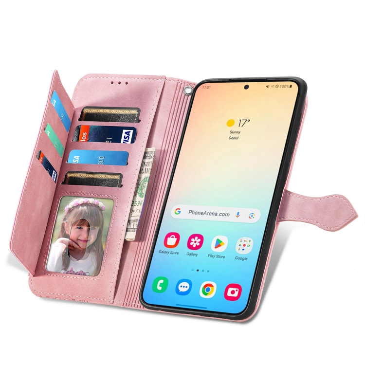 For Samsung Galaxy S25 5G Embossed Flower Zipper Leather Phone Case(Pink) For Samsung Galaxy S25 5G Embossed Flower Zipper Leather Phone Case(Pink)